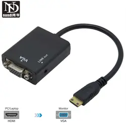 Mini HDMI TO VGA кабель аудио конвертер адаптер для HDTV Мониторы проектор компьютер