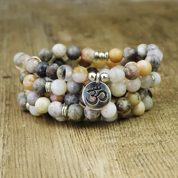 

Handmade 108 Nature Bamboo Leaf Carne-lian Beads Reiki Healing Wrap Bracelets Yogi Jewelry Women Men Natural Stone Bracelet