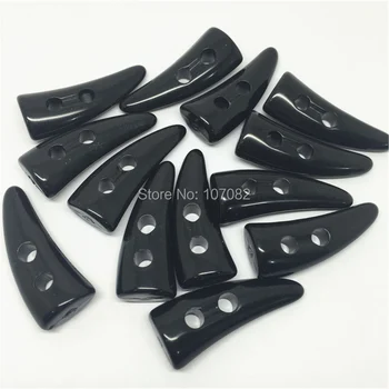 

100pcs Black Horn Buckle 2-Hole Buttons Windcheater Sweater Clothes Boots Toggle Button SSY-021