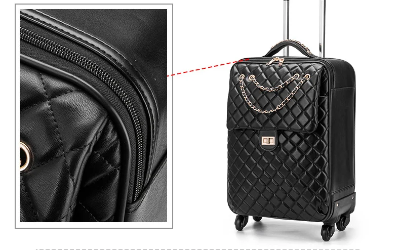 Роскошные PU сумки на колёсиках набор чемоданов Spinner Женская тележка чехол/сумка 24 дюймов колёса человек 20 интернат дорожная сумка багажник