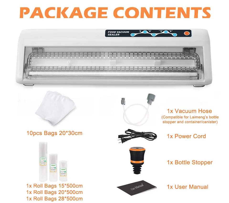 US $57.50 Laimeng Vacuum Sealer Machine with BPA free Bag Roll Starter Kit Vacuum Tube Safety Certified Packing For Food Preservation S256