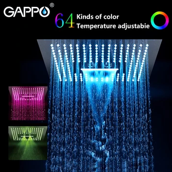 

GAPPO square Led Light Shower heads Rainfall shower heads black bathroom faucet mixer 3 way shower faucets