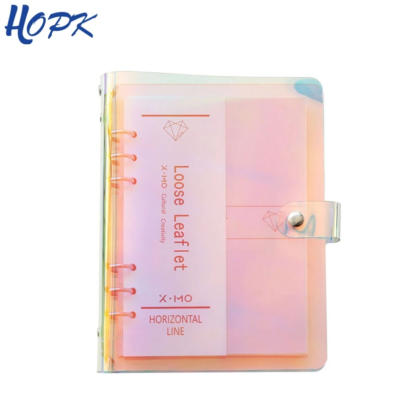 Colorful Laser Notebook Cover A5 A6 PVC Creative Binder Loose leaf Note book Diary Journ Planner Agenda 2019 School Supplies