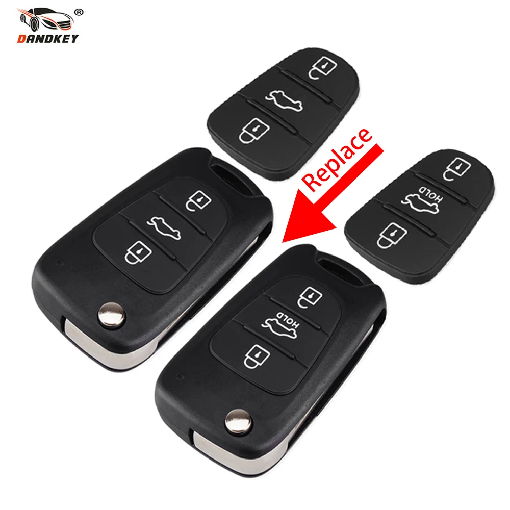 

Dandkey For Hyundai Avante I30 IX35 Kia K2 K5 Sorento Sportage Key Shell Pad RubberCase Cover 3 Buttons Flip Floding Key Shell