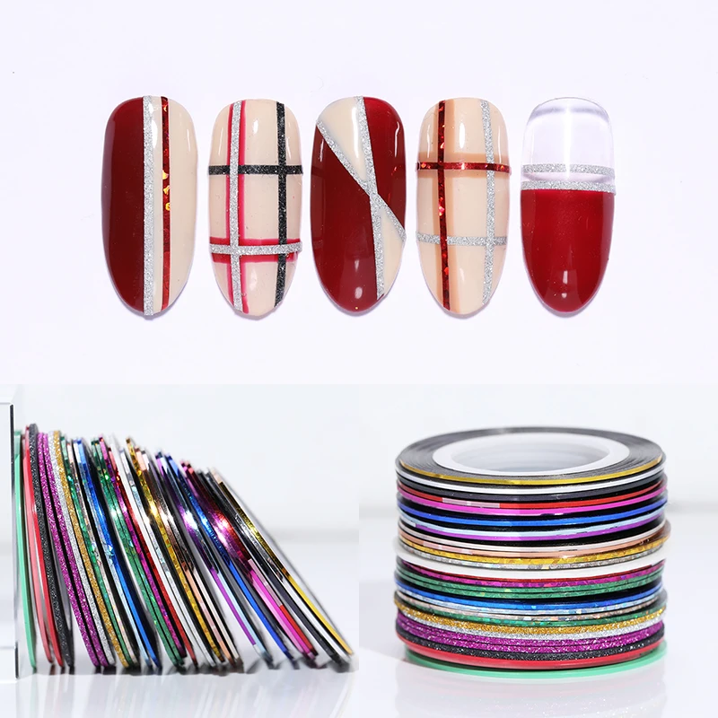 

10 Pcs/Pack Holographic Nail Striping Tape Line Laser Mixed Colors Adhesive Decal Metallic Matte Glitter Nails Decoration