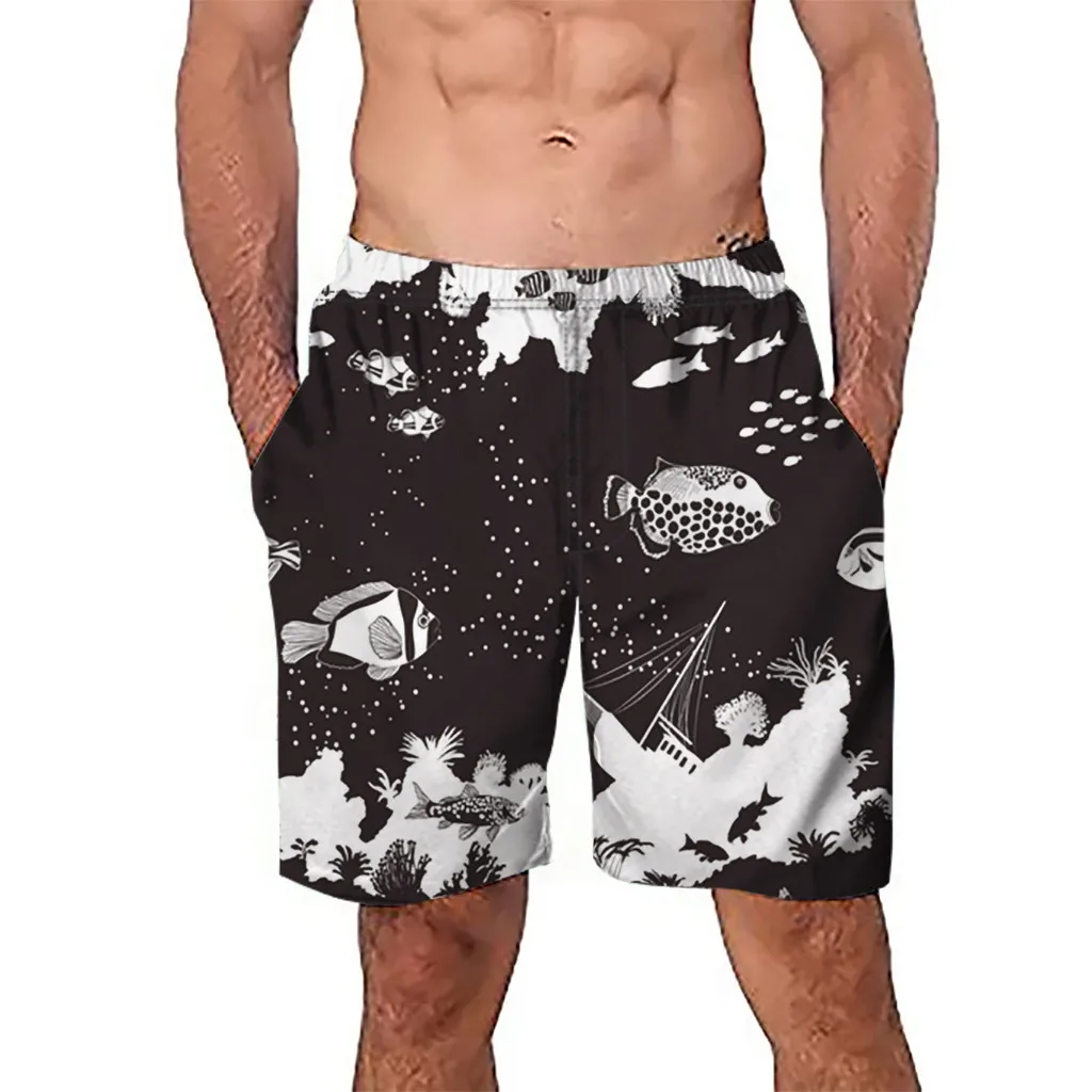 

Perimedes Men 3D Graffiti Printed Beach Work Boardshorts Surf Swimming Shorts Swim Trunks Coconut tree printed Pants#G30