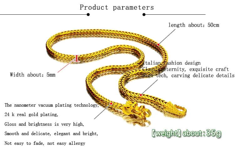 Специальное 24k золотое ожерелье для мужчин-Китайский дракон ожерелье-925 серебряная цепь-мужское ожерелье-Роскошные ювелирные изделия 50-60 см длина день рождения