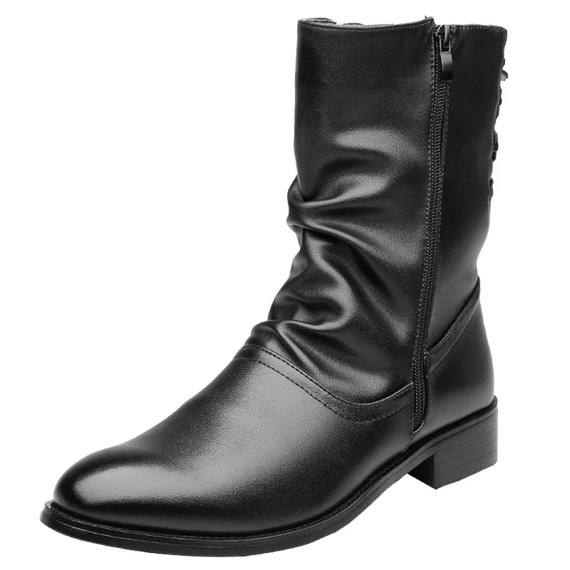 Nueva Punky Motocicleta Black Casual Militares Zapatos Hombres Plush 2018 black Inglaterra Genuino Estilo Cuero Martin Winter Masculino Springautumn De Botas dxq4dfBwt