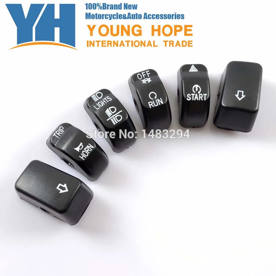 

Black Hand Control Switch Housing Buttons Cap Kit Fits for Harley Davidson 14-Later XL/12-Later Dyna and 11-15 Softail Mode