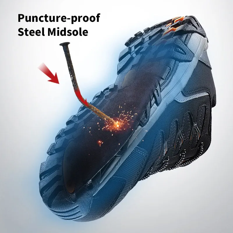 Черные защитные ботинки для мужчин со стальным носком Рабочая обувь для мужчин Рабочая безопасная промышленная Строительная обувь