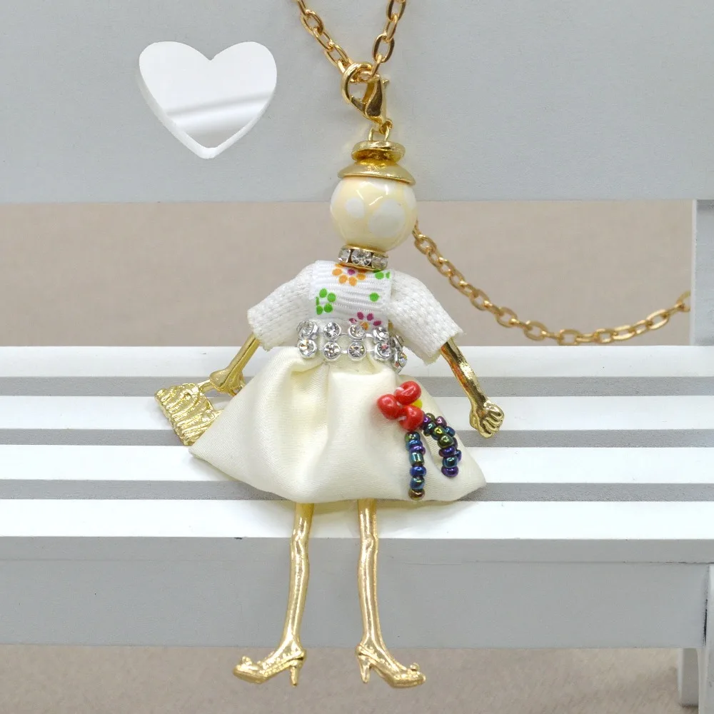 Buy 2017new Fashion doll Necklace Cute Lace dress doll