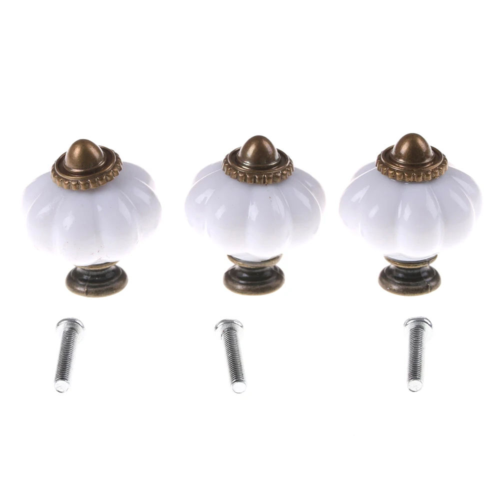 White Metal Plastic Vintage Style Door Knobs Cabinet Drawer