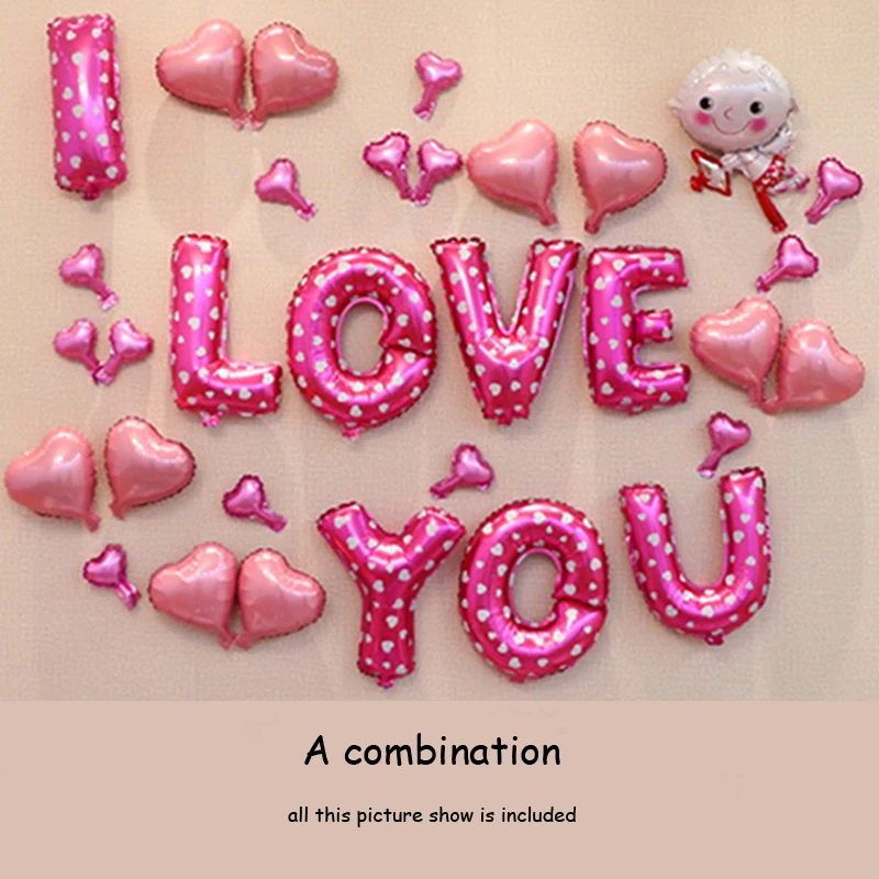 Набор свадебных шаров I LOVE YOU цветные латексные воздушные шары с сердечком и