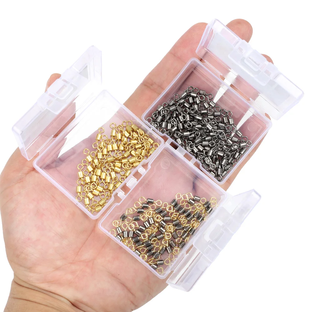 DONQL 102050pcs Bearing Swivel Solid Rings Fishing Connector 6#-12# Barrel Rolling For Fishhook Lure Link Fishing Accessories  (8)