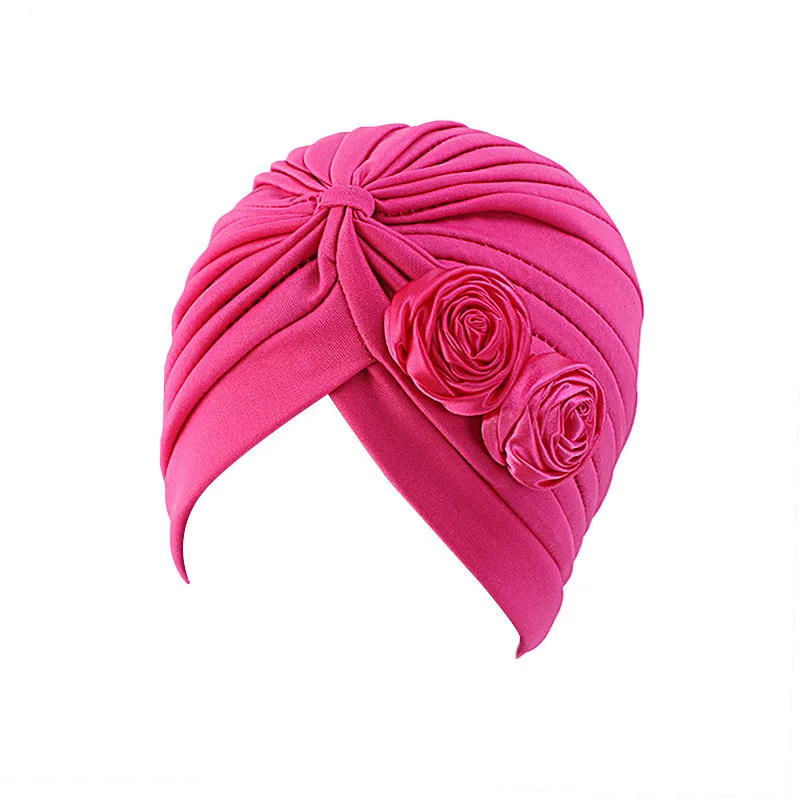 

Muslim Two Flowers Stretch Turban Ruffle Hair Hats Beanie Bandanas Scarf Head Wrap Headwear for Women 19