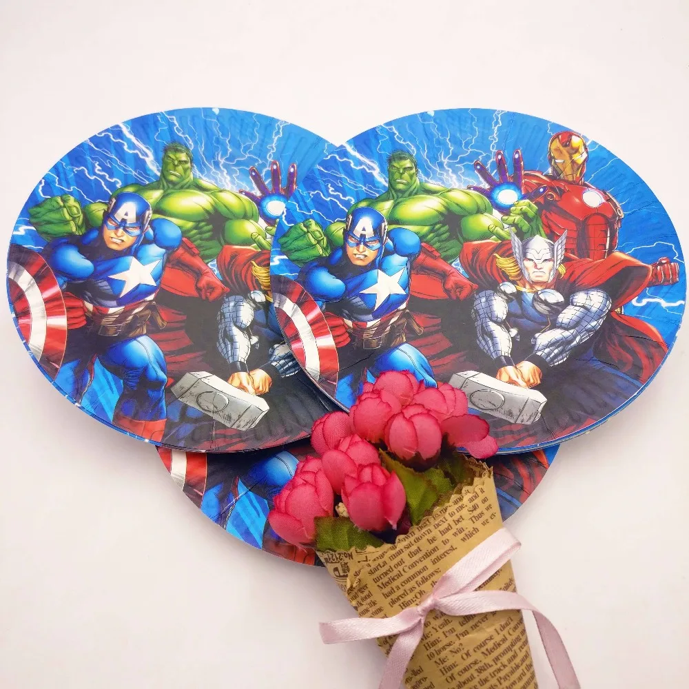 10pcs/set 7inch The Avenger Plate Children Party Supplies Kid Birthday Decoration Event And | Дом и сад