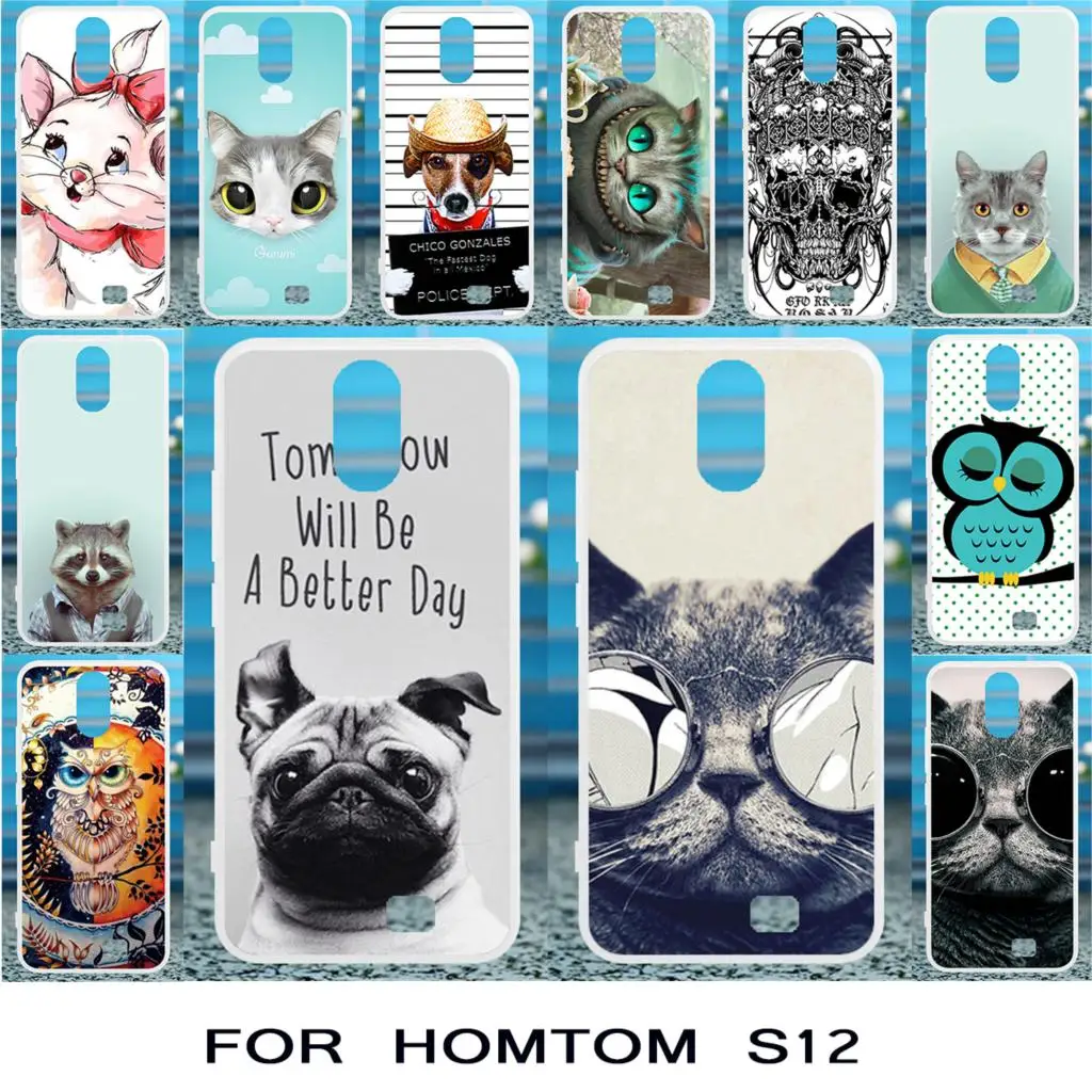

TPU Cat Painted Cases For Homtom S12 Case Silicone Cover For Case Homtom S12 Housing Fundas Shell Capa Coque Hoods Soft TPU
