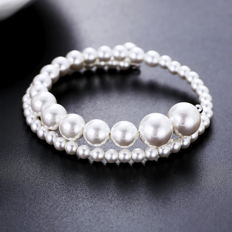 

Elegant Double Layer White Pearl Bracelet for Female Birthday Gift