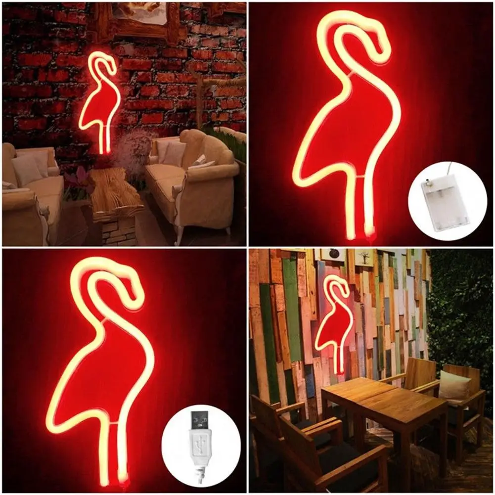 Креативный настенный светильник в виде фламинго для бара, вечерние, для клуба, Декор, неоновая вывеска, дизайн, романтическая лампа с тусклым настроением