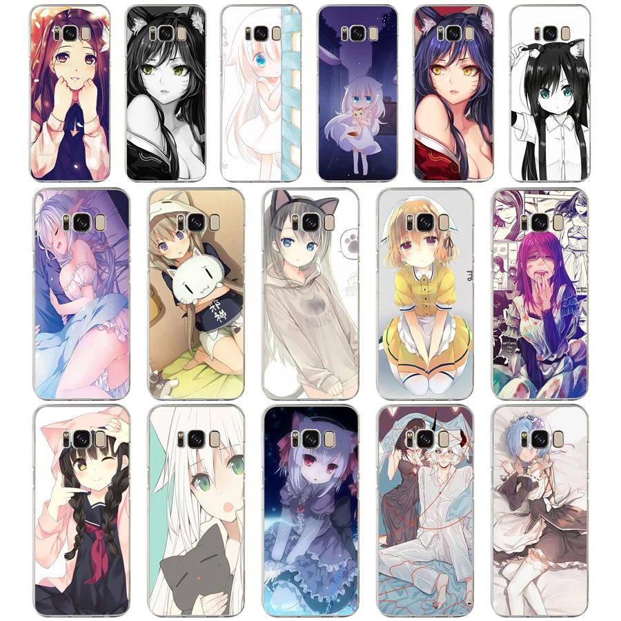 

06 ZX Anime Neko Cat GirlKawaii TPU Soft Silicone Case For Samsung Galaxy s6 s7 edge S9 S8 S10 Plus Phone Cover Capa Capinha