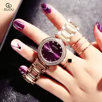 GUOU นาฬิกาผู้หญิง Exquisite Top Luxury Diamond Quartz Lady นาฬิกาแฟชั่นผู้หญิงสแตนเลสสตีลนาฬิกาข้อมือ saat relogio feminino