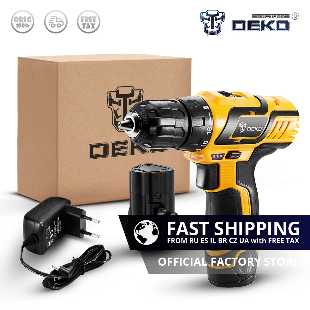 Заводская розетка DEKO GCD10.8DU3 10 8 В светодиодная беспроводная дрель DC литий ионная