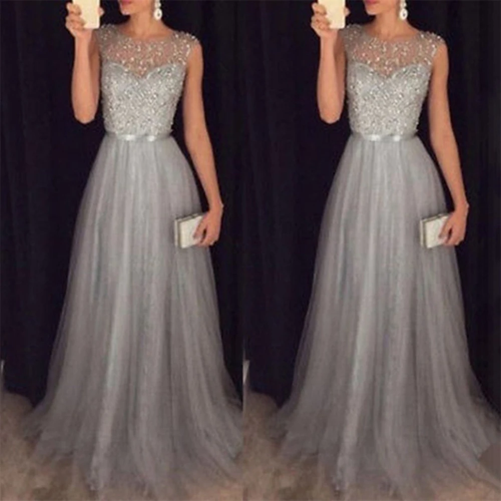 

LAAMEI 2019 Sequined Women Maxi Dress Shinny Mesh Transparent Patchwork Dress Formal Wedding Bridesmaid Long Party Long Vestidos