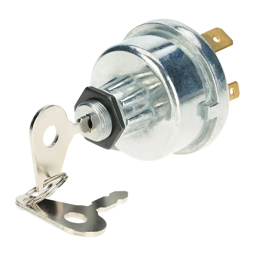 Ignition Switch with 2 Keys Universal for Car Tractor Trailer 4 Position Off/On Heater/Ignition