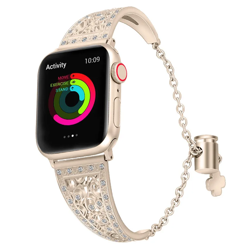 Bling Ремешок для Apple Watch группа iWatch 4/3/2/1 бриллиант со стразами Нержавеющая сталь металлический браслет ремень 82002 - Цвет ремешка: 1