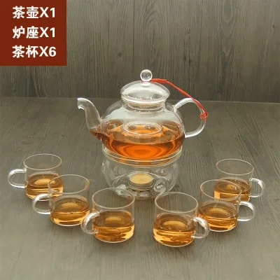 Креативный термостойкий стеклянный чайный набор, пузырьковый чайный горшок, чашка, набор прозрачных стеклянных цветов, чайный горшок, чашка, блюдце, набор - Цвет: 04 Set