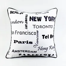 Funda decorativa Vintage de 18x18 pulgadas para cojín mapa del mundo negro blanco viaje funda de almohada casa capa para almofada