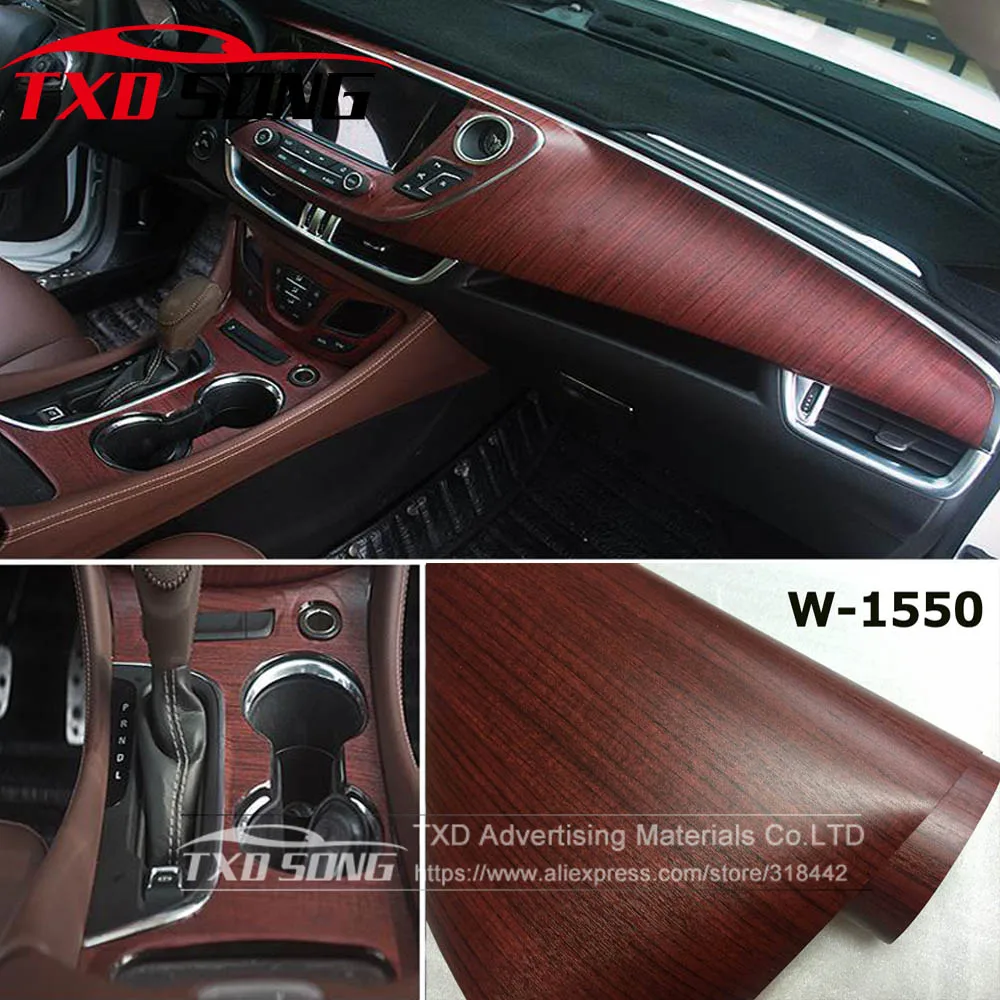 

Top quality W1550 Wood Vinyl Sticker Waterproof Wood Grain Textured PVC Wrap Car Internal decoration Furniture Wood Grain Film