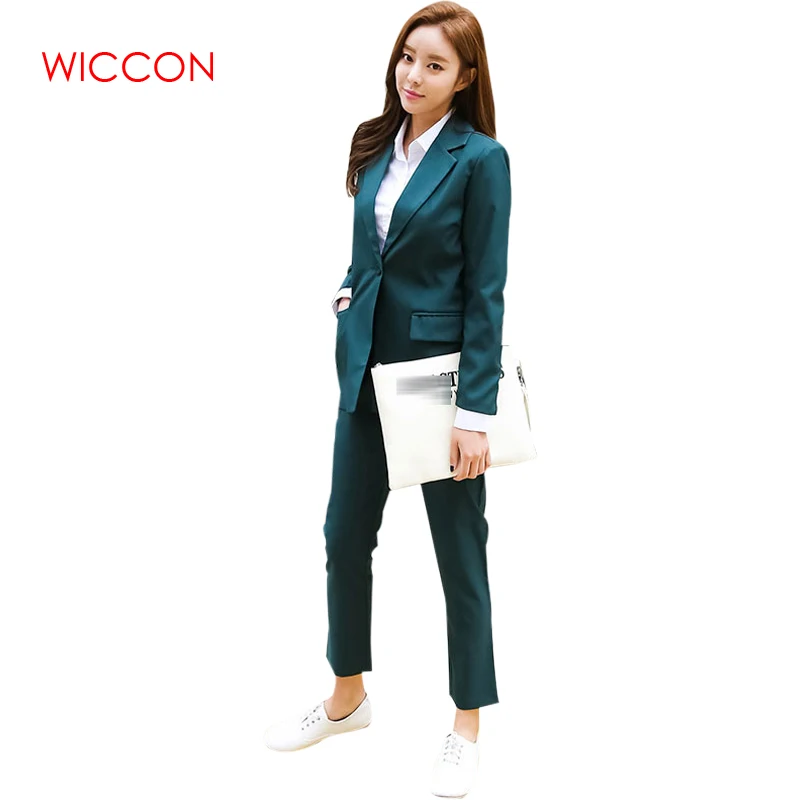 New Spring Autumn Business Women 2 Piece Interview Suit Set Uniform Long-sleeved Blazer And Pants Office Lady Elegant Pant Suits