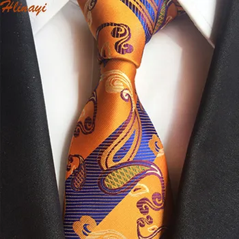 

Hlinayi New men's polyester jacquard 8cm paisley tie