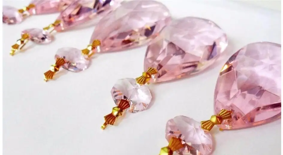 Бесплатная доставка! 50 шт./лот 38mmPink хрустальные капли воды + восьмиугольный Шарик