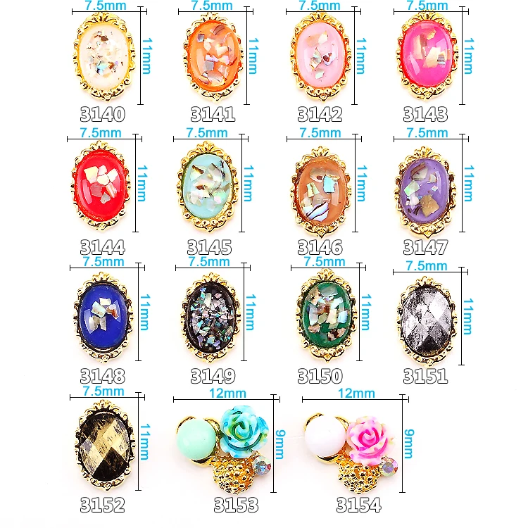 

3110-3154 3D Alloy Round Stone Crystals Nail Art Stickers Rhinestones DIY Handmade & Nails Decoration Gold-2017 NEW Sstyles