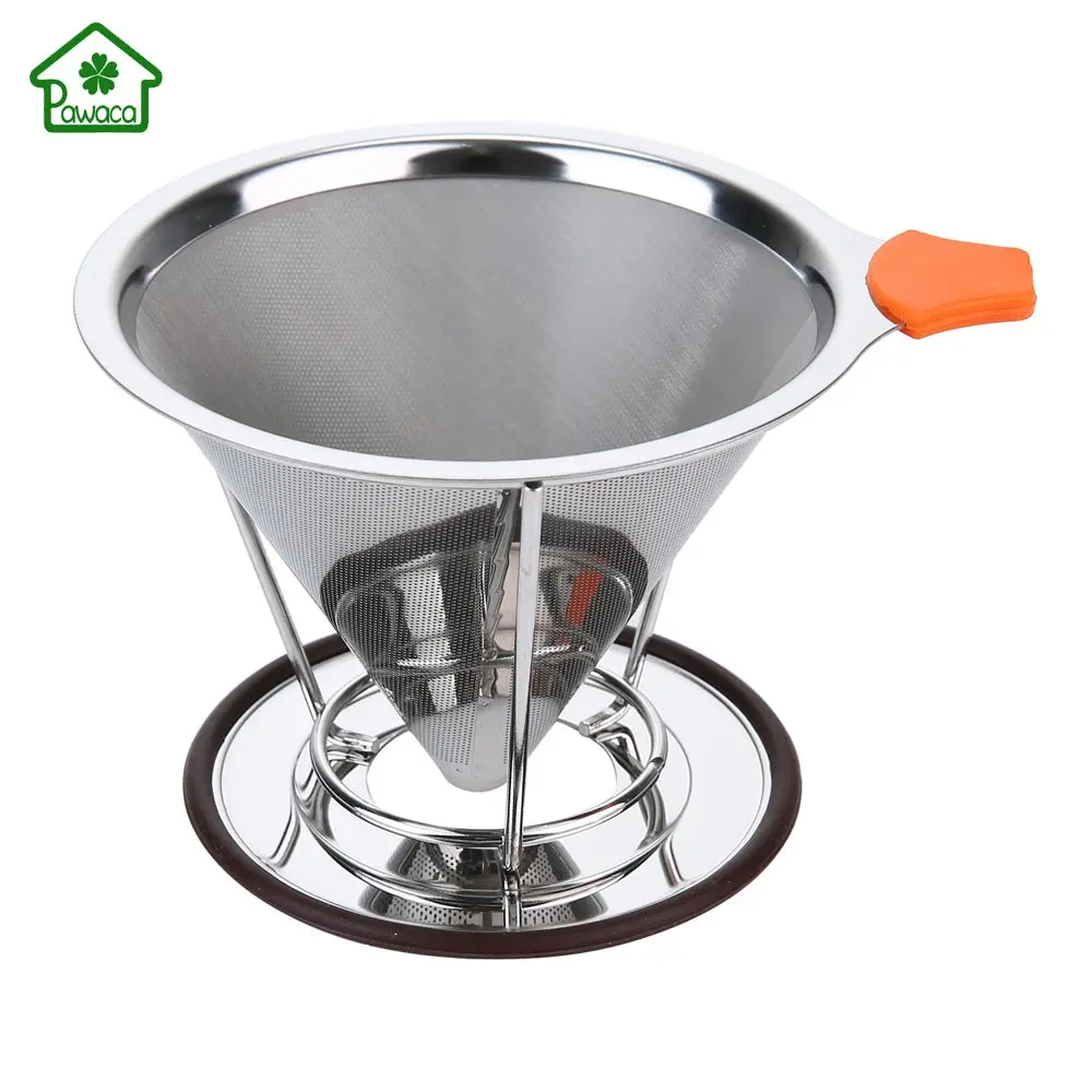 Funnel Shape Coffee Filter Coffee Machine Tools Stainless Steel Double
