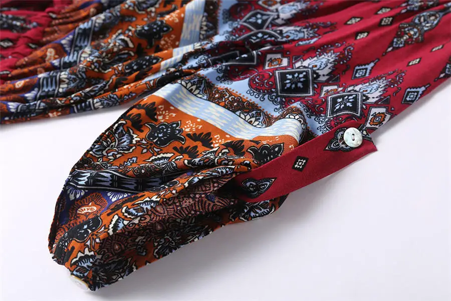 Gladiolus Boho Long Summer Dress Women Half Sleeve V Neck Button Print Floral Women Beach Dress 2019 Ladies Sexy Maxi Dresses (80)
