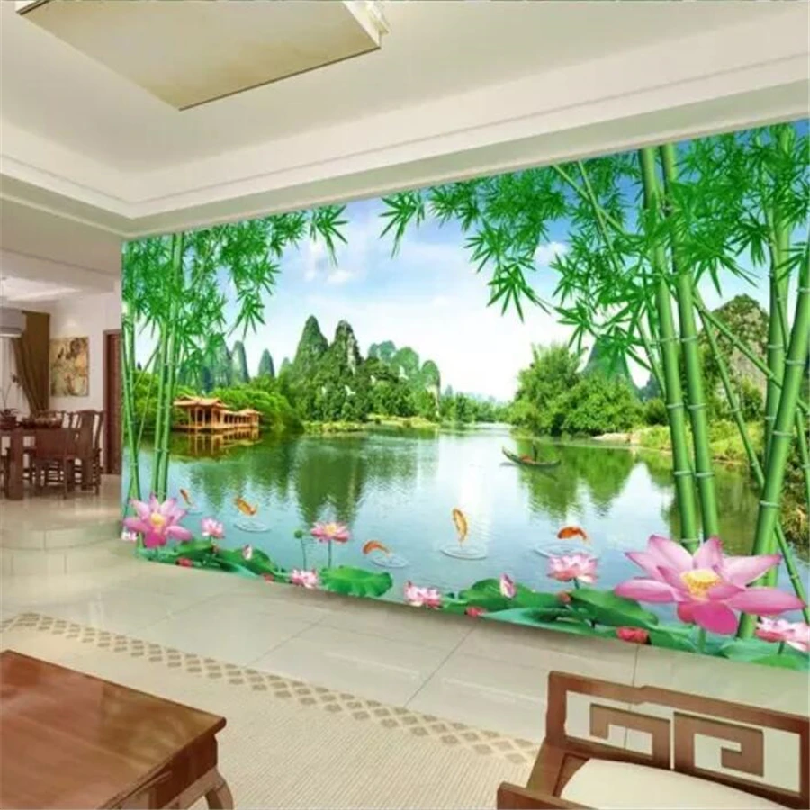 Beibehang Foto Kustom Wallpaper 3d Pemandangan Gunung Jiangnan