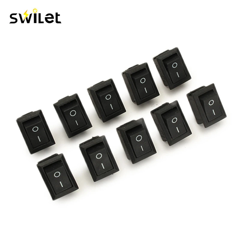 

10pcs KCD-101 15*21mm 220V 5A Power Boat Rocker Switch 2 Copper Pin CE Certification USA Black/Red