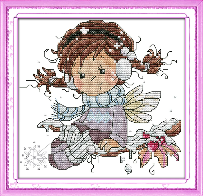

Little angel of winter cross stitch kit 14ct 11ct count print canvas stitches embroidery DIY handmade needlework plus