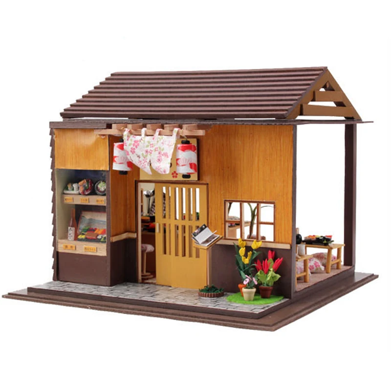 Miniature Furniture Dollhouse DIY Doll House 3D Wooden Handmade Model Thanksgiving Gift For Children Japanese Sakura Sushi #D Miniature Furniture Dollhouse DIY Doll House 3D Wooden Handmade Model Thanksgiving Gift For Children Japanese Sakura Sushi #D