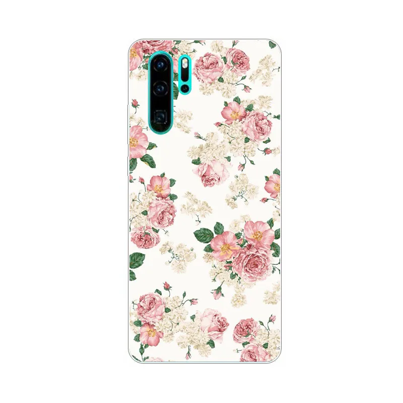 huawei p30 lite Case,Silicon bloom Flowers Painting Soft TPU Back Cover for huawei p30 pro Phone protect Bags shell