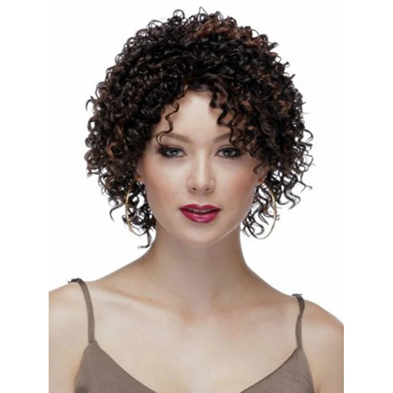 

Short Afro Curly Wigs High Quality Wigs For Black Women Short Kinky Curly Brown Synthetic Wigs For Black Women's Wig Cosplay