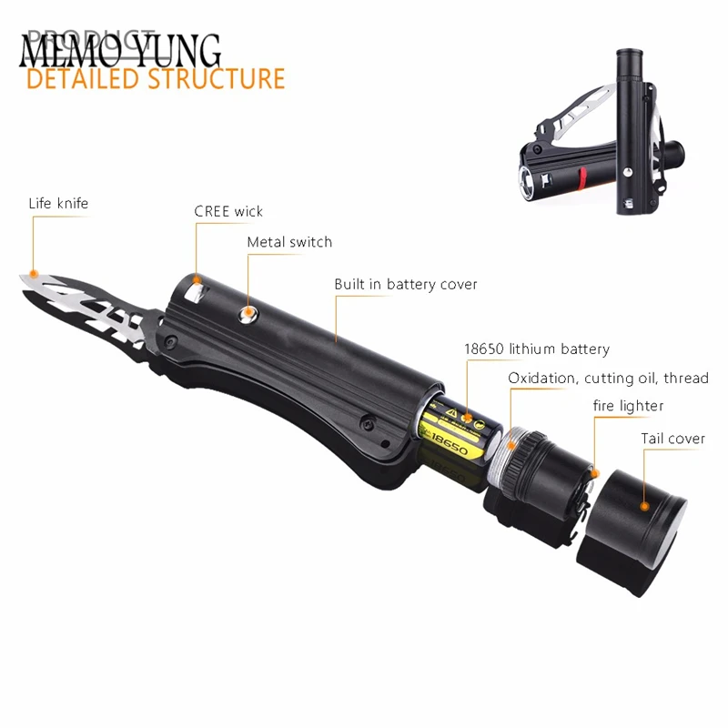 SKYFIRE Waterproof LED Flashlight with Rechargeable 18650 led battery self defense Knife USB charger and Arc Fire Lighter SKYFIRE Waterproof LED Flashlight with Rechargeable 18650 led battery self defense Knife USB charger and Arc Fire Lighter
