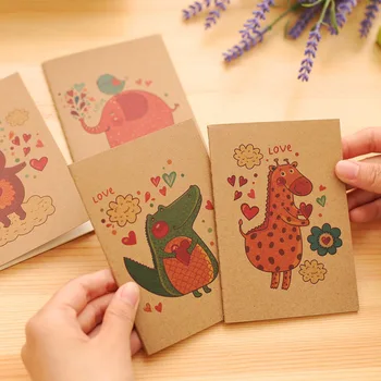

4 PCS Mini Blank Notebook Office Supplies School Creative Kraft Paper Cat and Circus Style Filofax Notepad Diary Students