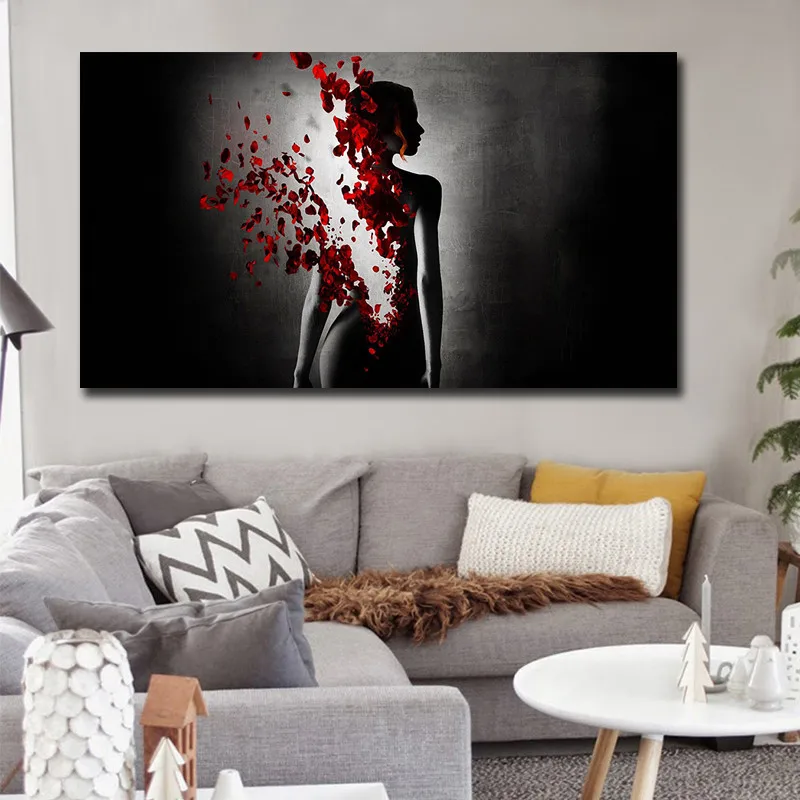 Canvas Art Posters Abstract Nude Woman Canvas Painting Wall Art Picture Bedroom Decoration No Frame
