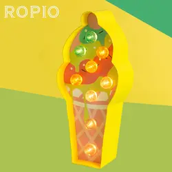ROPIO 3D мороженое картона ночник крытый декоративные мультфильм неоновый свет дома Декор в гостиную праздник настольная лампа