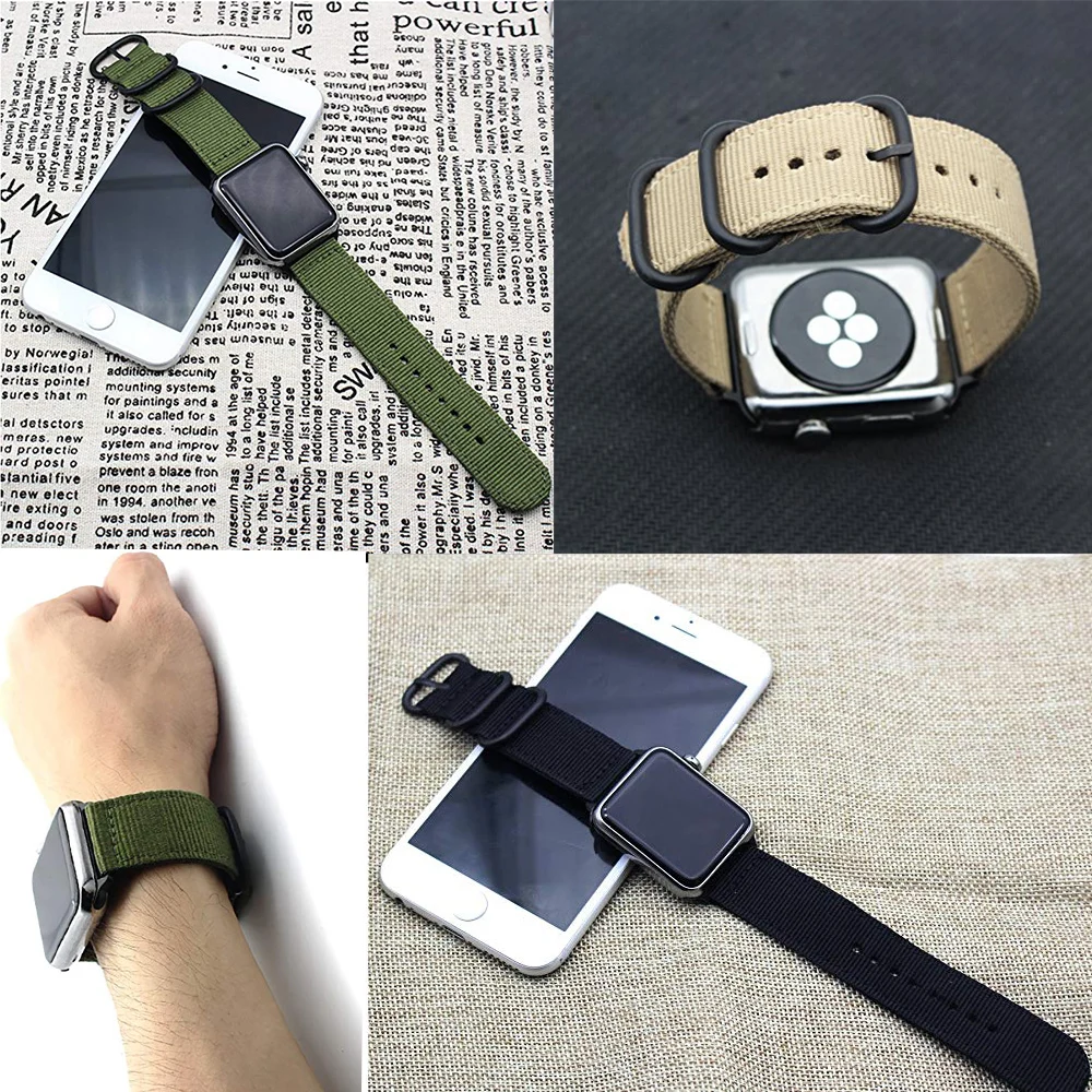  black Hot sale Nylon strap for Apple Watch Band Series 3/2/1 sport leather bracelet 42mm 38mm strap for iwatch band