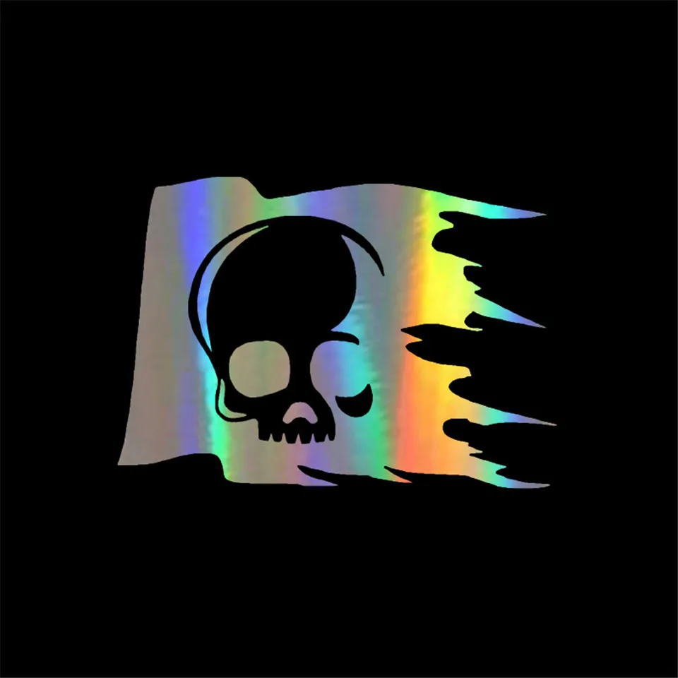 BlackSilverLaser 15.210.6CM Unique Creative Skull Flag Car Stickers Covering The Body Reflective Vinyl Decals  (3)